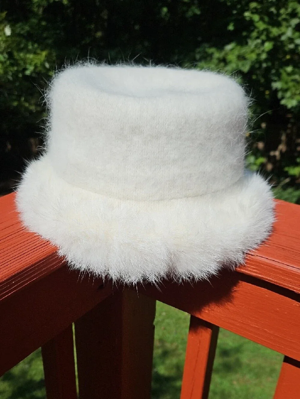 New Ivory White Cream Angora Wool Fur Bucket Hat with ZetaPhiBeta Embroidery